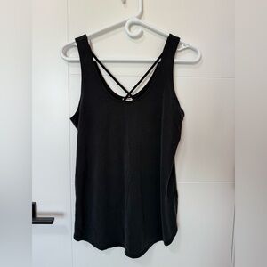 Black soft flowy tank top with front crisscross